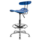 Flash Furniture – Tabouret de dessinateur éclatant avec siège tracteur, bleu vif-Construction en polymère haute densité