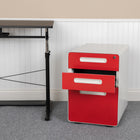 Flash Furniture Classeur ergonomique à verrouillage mobile à 3 tiroirs à lettres / légal, blanc avec façade rouge-Tiroirs utilitaires: 13 po larg. x 18,75 po prof. x 2,75 po haut.; File Drawer: 13 po larg. x 18,75 po prof. x 9,75 po haut.