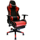 Nicer Furniture - chaise de jeu de style course avec repose-pieds - rouge-chlorure de polyvinyle + maille