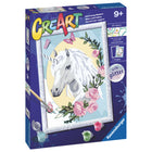 Ravensburger - CreArt Peinture par numéros licorne fleurie série D-Bienfaits pédagogiques: CreArt améliore la coordination œil-main et les aptitudes cognitives, comme la résolution de problèmes et l'orientation spatiale. 