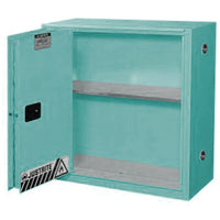 JustriteMD – Armoire de rangement Sure-GripMD pour acides et matières corrosives, porte coul. à ferm. auto., 43 x 18 x 65 po-Étagères et fond doublés de plateaux amovibles en polyéthylène pour faciliter le nettoyage