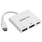 StarTech® – Adaptateur multifonction USB-C vers HDMI 4K avec Power Delivery et port USB-A, blanc (CDP2HDUACPW)-Ajoutez un écran supplémentaire avec cet adaptateur vidéo USB-C compatible UHD 4K