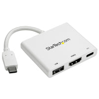 StarTech® – Adaptateur multifonction USB-C vers HDMI 4K avec Power Delivery et port USB-A, blanc (CDP2HDUACPW)-Ajoutez un écran supplémentaire avec cet adaptateur vidéo USB-C compatible UHD 4K