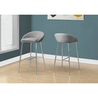 Monarch Specialties - 2299 Tabouret De Bar - Tissus Gris/Base Chrome - Paquet de 2-Recouvert en tissu texturé de couleur gris