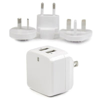 StarTech ® Chargeur mural 2 ports USB avec adaptateurs de voyage universels, 17 W/3,4 A, blanc-Branchez et rechargez vos appareils presque n’importe où dans le monde