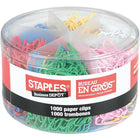 Staples® - Trombones recouverts de vinyle, nº 1, couleurs variées. Pot/1000-Les trombones en vinyle glissent facilement et ne laissent jamais de marques sur vos documents