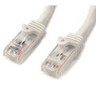 StarTech  Câble de raccordement Cat6 avec connecteurs anti-coupure RJ45, 50 pi, blanc-Les connecteurs en or de 50 microns garantissent une conductivité optimale tout en éliminant les pertes de signaux en raison de l’oxydation ou la corrosion