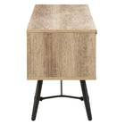 CorLiving - Aurora Banc TV bicolore beige et blanc avec pieds évasés pour les téléviseurs jusqu'à 80 pouces-Pieds en métal antique avec barre de soutien centrale pour une sensation rustique