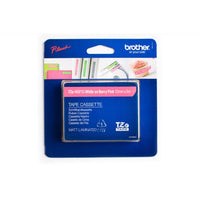 Brother TZEMQP35 Ruban rose baie avec texte blanc authentique pour étiqueteuses P-touch, 12 mm de largeur x 4 m de longueur-Ruban TZe laminé de 12 mm rose baie avec texte blanc pour étiqueteuses P-touch de Brother