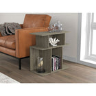 Safdie & Co. 59.5L Table D'Appoint - Taupe Foncé Étagère Décalé-Cette table d'appoint offre une grande espace de surface pour les boissons, les collations ou un mini ordinateur portable.