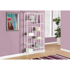 Monarch Specialties - 7159 72 po H Etagere - Metal Blanc Et Verre Trempe-Cadre en métal épais moderne avec tablettes en verre trempé incolore