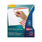 Avery® – Intercalaires à étiquettes transparentes Index Maker® Imprimer et appliquer, 8 onglets, 5 ensembles, blanc (11437)-Intercalaire vierge