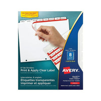 Avery® – Intercalaires à étiquettes transparentes Index Maker® Imprimer et appliquer, 8 onglets, 5 ensembles, blanc (11437)-Intercalaire vierge