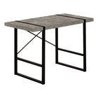 Monarch Specialties - 7661 Bureau 48 po L - Simili-Ciment Gris/Metal Noir-Bureau d'ordinateur d'inspiration industrielle avec un dessus de bureau à panneaux épais au fini faux béton gris