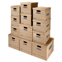 Bankers Box - Trousse de déménagement classique SmoothMove  boîtes assorties - Paquet de 12-Configuration facile, aucun ruban adhésif requis pour l'assemblage de la boîte