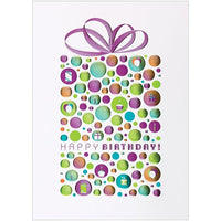 JAM Paper - Ensemble de cartes d’anniversaire, Happy Birthday avec motif de pois, vierge, 25/paquet (526BG530WB)-Carte d’anniversaire avec un motif de cadeau fait en pois