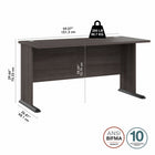Bush Business Furniture - Bureau d'ordinateur 60 po l Studio A - gris orage-La surface de 60 po du bureau comprend deux passe-fils integres pour garder les fils et les câbles en ordre