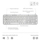 Logitech - MX Keys S Clavier sans fil - Gris pâle-Compatible avec Windows, macOS, iPadOS, ChromeOS, Linux