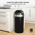 Umbra - Poubelle Venaturali, noir et nickel-Grande capacite de 16,5 gallons (62 L) : Venti fonctionne avec des sacs à ordures de 20 gal (75 L) ou 24 gal (90 L), y compris des sacs à cordon et à rabat