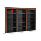PrepacMC – Médiathèque murale triple, cerise et noir-Capacité : 523 CD, 213 DVD, 408 disques Blu-ray, 124 cassettes VHS ou toute combinaison de