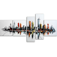 Designart – Imprimé sur toile, Couleurs de la ville, 5 panneaux, (PT1091-414)-Imprimé