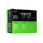 Dart Frog  - Haut-parleurs pour ordinateur 2.0 canaux avec éclairage RVB double LED – Noir-Haut-parleur : 2,5 pouces x 2