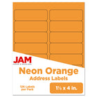 JAM Paper - Étiquettes d'adresse d'expédition rectangulaires - 1 1/3 po x 4 po - orange fluo - Paquet de 126-Emballage anglais seulement