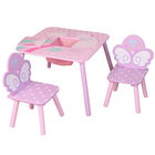 Danawares - Licorne Table Carrée avec 2 Chaises et Pochette de Rangement - Rose-Décoré D'Arc-En-Ciel, De Licorne, De Nuages Et D'Ailes De Fée. Parfait Pour Un Temps De Jeu Créatif