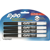 Expo – Marqueurs à effacement à sec à faible odeur, pointe fine, noir, paq./4-Pointe fine durable pour des traits minces et détaillés