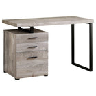 Monarch Specialties - 7410 Bureau 48 po L - Faux Bois Taupe/Metal Noir-Un bureau d'ordinateur moderne de 48 pouces de long dans un style moderne, avec une configuration réversible pour une installation à gauche ou à droite, parfait pour créer un espace de travail fonctionnel dans votre bureau à domicile.