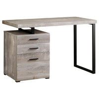 Monarch Specialties - 7410 Bureau 48 po L - Faux Bois Taupe/Metal Noir-Un bureau d'ordinateur moderne de 48 pouces de long dans un style moderne, avec une configuration réversible pour une installation à gauche ou à droite, parfait pour créer un espace de travail fonctionnel dans votre bureau à domicile.