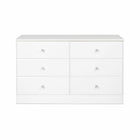 Prepac - Commode Astrid WDBR-0402-1-V à 6 tiroirs, blanc Cristal-Arrêts de sécurité pour tenir bien en place les tiroirs