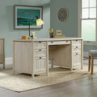 Sauder 65"W La Collection Costa Bureau Ministre - Finition Chalked Chestnut-  Le tiroir à crayons et les quatre tiroirs de rangement sont équipés de glissières métalliques et butées de sécurité