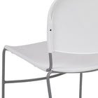 Flash Furniture - Chaise ultra-compacte empilable blanche de la série HERCULES avec une et cadre enduit de poudre argentée-Poignée de portage pour un meilleur transport