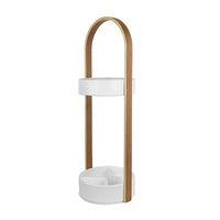 Umbra – Porte-parapluies Hub, blanc et naturel (320240-668)-Bois composite blanc peint / frêne naturel