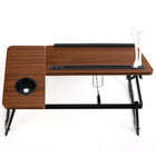 ShoppingAll - Bureau pliable portable pour canapé et lit - Marron-La Commodité à Portée de Main: Comprend un porte-gobelet intégré pour garder vos boissons sécurisées et à portée de main.