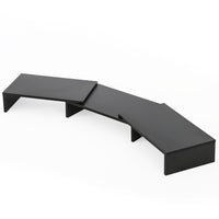 Fitueyes - Support double pour écran - Support pour écran d'ordinateur à 3 étagères avec longueur et angle réglables - Noir-Support de moniteur reglable en longueur et en angle pour 2 moniteurs