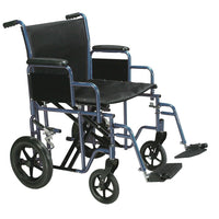 Drive Medical - Fauteuil de transport bariatrique avec repose-pieds rabattables, bleu, largeur d'assise de 22 po-Bleu, acier