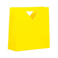 Jam Paper - Sacs-cadeaux brillants découpés à l'emporte-pièce avec poignée triangulaire - Moyen - 12 po x 12 po x 4 po - Jaune - Paquet de 3-Couleur: Jaune Brillant