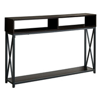 Monarch Specialties - 3574 Table D'Appoint 48 po L - Console D'entrée Espresso/Noir-Surface d'aspect bois fini brun foncé