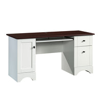 Sauder 59"W La Collection Sauder Select Bureau - Finition Soft White-Tablette coulissante pour clavier/souris avec glissières métalliques et butées de sécurité