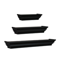 Nexxt – Tablettes murales Madison, ensemble de 3, profondeur de 4,75 po, longueur de 12, 16 et 24 po, noir-Ensemble de 3 tablettes profilées