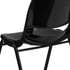 Flash Furniture - Chaise coquille noire, empilable et ergonomique de la série HERCULES avec cadre noir, capacité de 880 lb-Les trous de drainage du siège et le dossier ventilé facilitent le séchage
