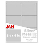 Jam Paper Étiquettes postales, 3 1/3 x 4 po, argent métallique, 120/paquet (336731903)-Étiquettes avec adresse d’expédition