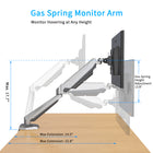 ShoppingAll - Support de moniteur à ressort à gaz simple avec bras pivotant - argent-6