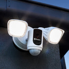 Swann - Camera de securite Floodlight Wi-Fi intelligent 1080p avec compatibilite Amazon Alexa et Google Assistant - Blanc-Ne manquez jamais rien grâce aux clips video enregistres dans la memoire locale pendant 7 jours et cloud securise pendant 7 jours gratuitement