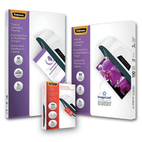 Fellowes Paquet de 250 pochettes variées pour plastification, paq./250 (5245402)-Utilisation facile; placez le document dans la pochette et insérez dans la machine à plastifier; pour laminage thermique