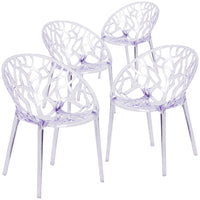 Flash Furniture - Chaise auxiliaire empilable transparente de la série Spectre-Ensemble de 4 chaises d'appoint empilables