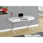 Monarch Specialties - 7211 Bureau 48 po L - Blanc Lustre/Metal Chrome-Construction de tablier épaisse pour un look riche et complète dans votre petite maison, appartement ou condo 