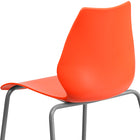 Flash Furniture - Chaise empilable orange de la série HERCULES d’une capacité de 770 lb avec soutien lombaire et cadre argenté-Le dossier courbé au design rétro moderne soutient le bas du dos.